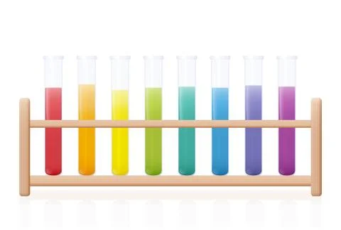Test Tube Rack Rainbow Colored Chemical Liquid Substances Stock Illustration