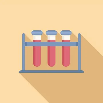 Test tube stand icon flat vector. Corona lab Stock Illustration