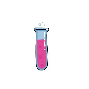 Test tube vector color outlined sketch icon isolated on white background. Han Stockillustratie