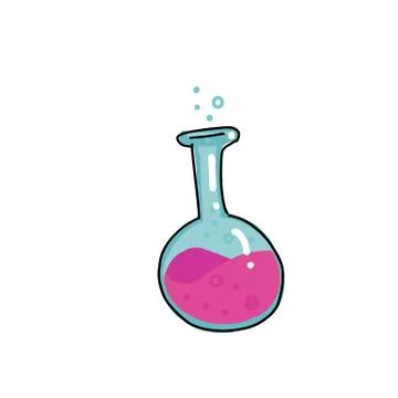 Test tube vector color outlined sketch icon isolated on white background. Han Illustrazione stock