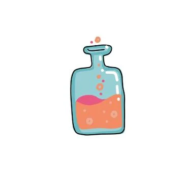 Test tube vector color outlined sketch icon isolated on white background. Han イラスト素材