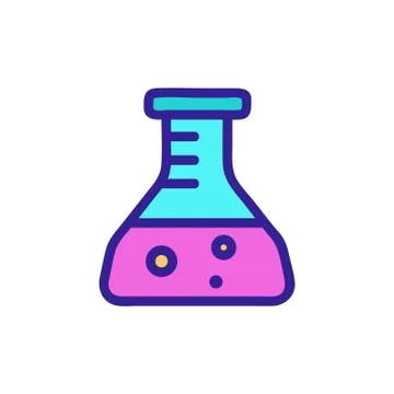 Test tube with vector icon analyses. Isolated contour symbol illustration 스톡 일러스트