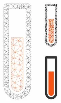 Test Tube Vector Mesh 2D Model and Triangle Mosaic Icon Stock Illustration