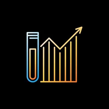 Test Tube with Yellow Graph vector Analysis concept outline colorful icon Stock Illustration