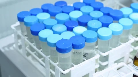 Test tubes for analysis and research. Laboratory. Stock Footage 249601209