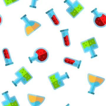 Test Tubes And Flasks Vector Seamless Pattern Illustrazione stock