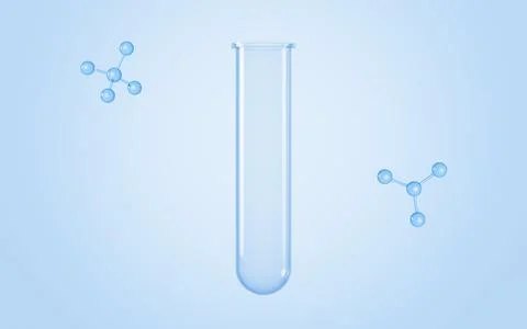 Test tubes and molecules in the lab, scientific medicine concept, 3d renderin Illustrazione stock