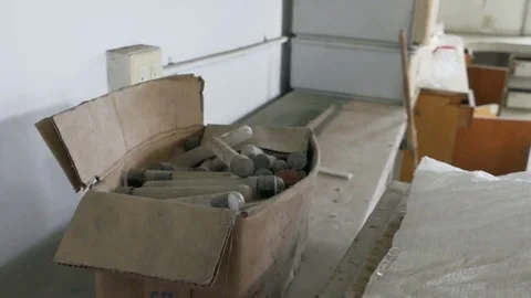 Test tubes and sample tubes at abandoned hospital Stock Footage 83947910