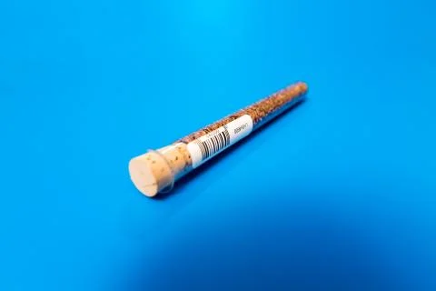 Test tubes with bar codes with seeds of selection plants Stock Photos