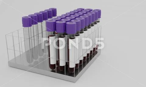 Test tubes with blood and blank label isolated on white background ...
