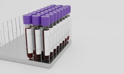 Test tubes with blood and blank label isolated on white background. Concept.. Illustrazione stock