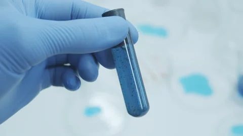 Test tubes blue liquid inside. Stock Footage 242803741