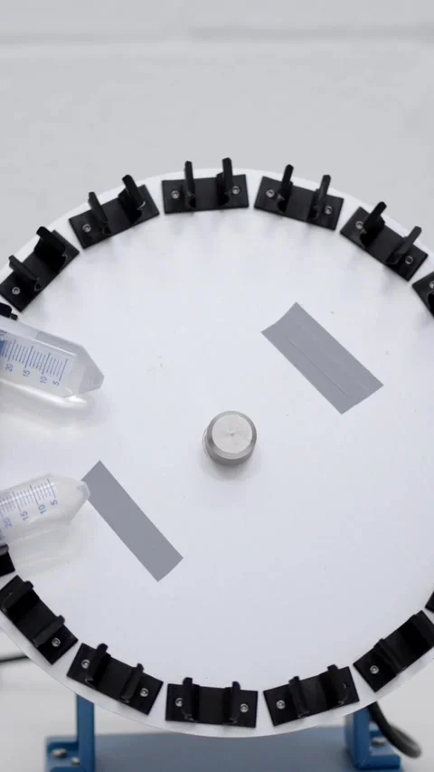 Test tubes in a centrifuging machine Vídeo Stock 258077442