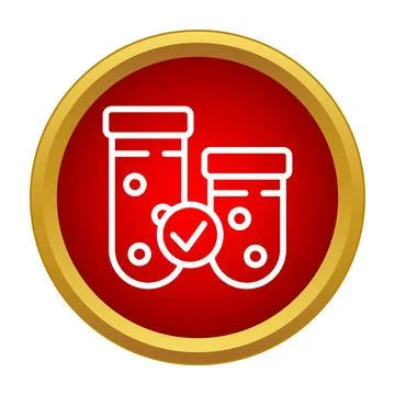 Test tubes with check mark icon for medical results Stock Illustration