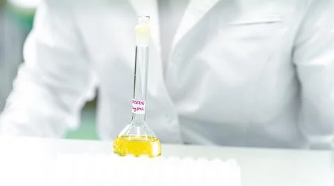 Test tubes with chemical solution in the development research laboratory. copy Stock Photos