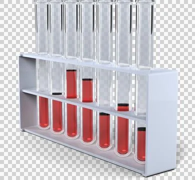Test tubes with chemical solution in rack Stock Illustration