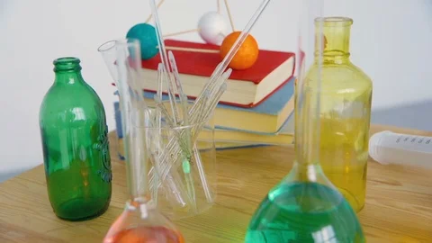 Test tubes with colorful liquids Stock Footage 89935007