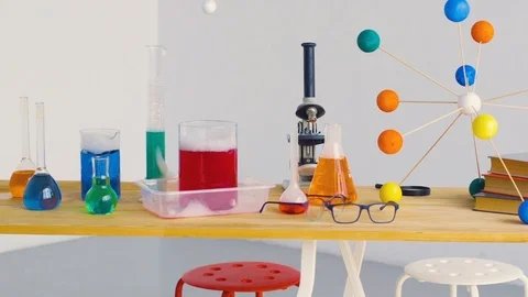Test tubes with colorful liquids Stock Footage 89935694