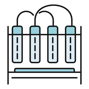 Test tubes connected in laboratory research setup icon Stock-Illustration