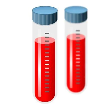Test tubes containing blood samples for clinical research isolated on white. Stock Illustration
