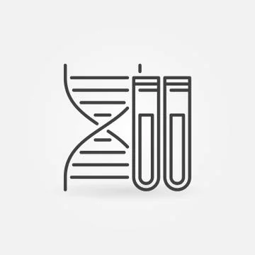 Test tubes with DNA vector outline icon. Genetics symbol Stock Illustration