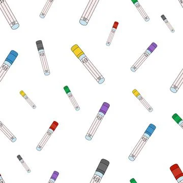 Test tubes. Empty vacuum test tubes for examining patients' blood tests. Illustrazione stock