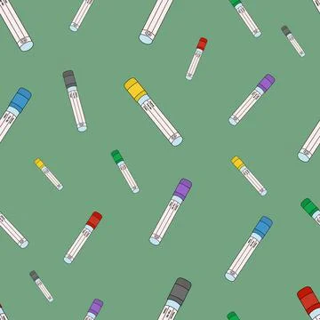Test tubes. Empty vacuum test tubes for examining patients' blood tests. Illustrazione stock