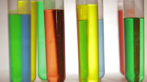 Test Tubes filled with Colored Liquids Stock-Footage 134588044