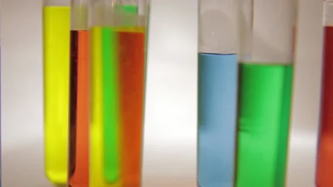 Test Tubes filled with Colored Liquids Stock-Footage 134588076