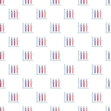 Test tubes filled with liquid arranged in a seamless repeating pattern 库存插图