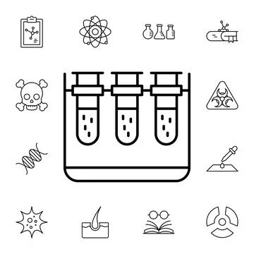 Test tubes flat vector icon in biology pack Stock Illustration