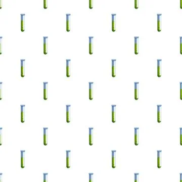 Test tubes with green liquid creating a science pattern Stockillustratie