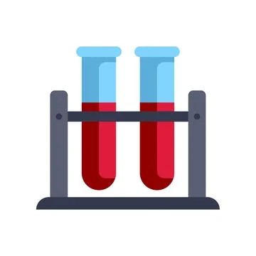 Test tubes holding blood samples in laboratory rack Stockillustratie