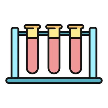 Test tubes holding liquid in a laboratory rack Stock Illustration