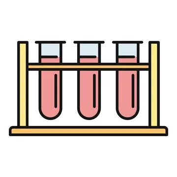Test tubes holding red liquid in laboratory rack Stock Illustration