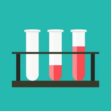 Test tubes icon. Flat design style. Blood test tubes silhouette. Simple icon Stockillustratie