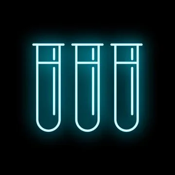 Test tubes icon glowing neon blue outline Illustrazione stock
