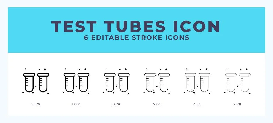 Test tubes icon illustration vector with editable stroke. Stock Illustration
