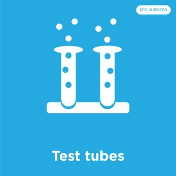 Test tubes icon isolated on blue background Free Stock Illustration