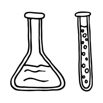 Test tubes icon outlined Stock Illustration