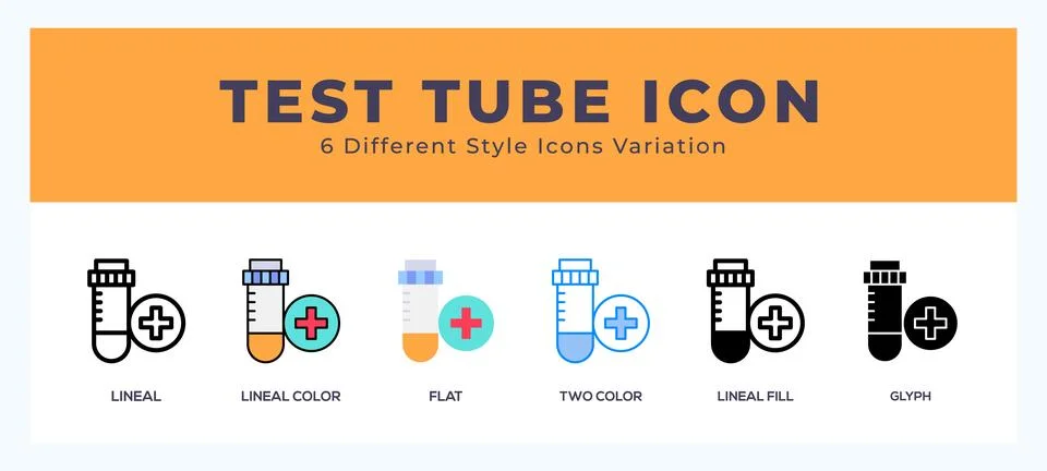 Test tubes icon set with different styles. Icons designed in filled. outlin.. Stock Illustration
