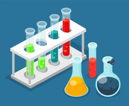Test tubes icon on a special stand. Blood test tubes. Chemical lab science test 스톡 일러스트