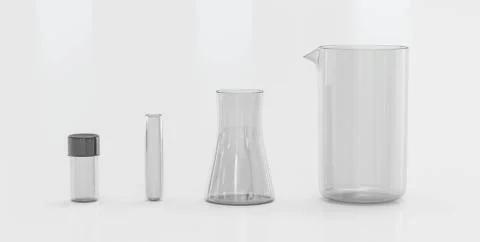 Test-tubes isolated on white laboratory glassware 3d render illustration on 스톡 일러스트