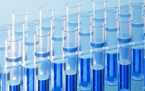 Test tubes in the lab, 3d rendering. Stock Illustration