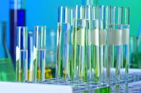 Test Tubes in Laboratory Rack Stock Photos