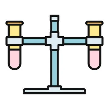 Test tubes on laboratory stand flat icon design Stock Illustration