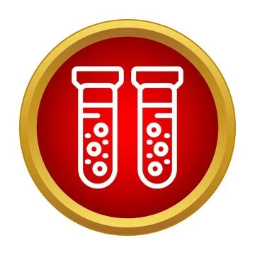 Test tubes liquid bubbles inside red gold icon Illustrazione stock