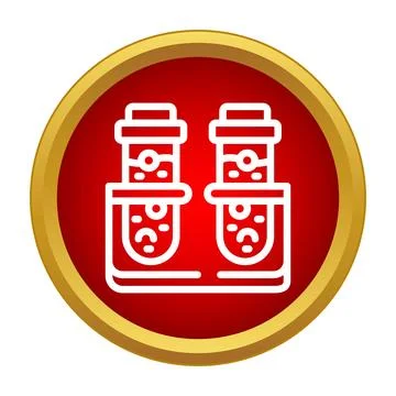 Test tubes liquid with bubbles in lab rack icon Ilustração Stock