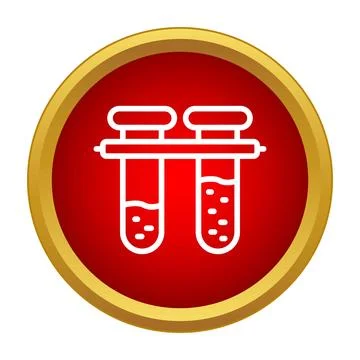 Test tubes liquid chemical experiment red round icon Stock Illustration