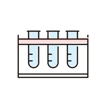Test tubes with liquid on a lab bench during a science experiment in a modern Stock Illustration